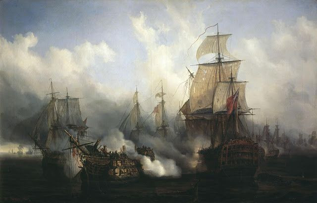  2. Trận Trafalgar (1805). Hạm đội Pháp và Tây Ban Nha bị Hải quân Anh, dưới sự chỉ huy của Đô đốc Horatio Nelson, đánh bại hoàn toàn. Ảnh: Pinterest.
