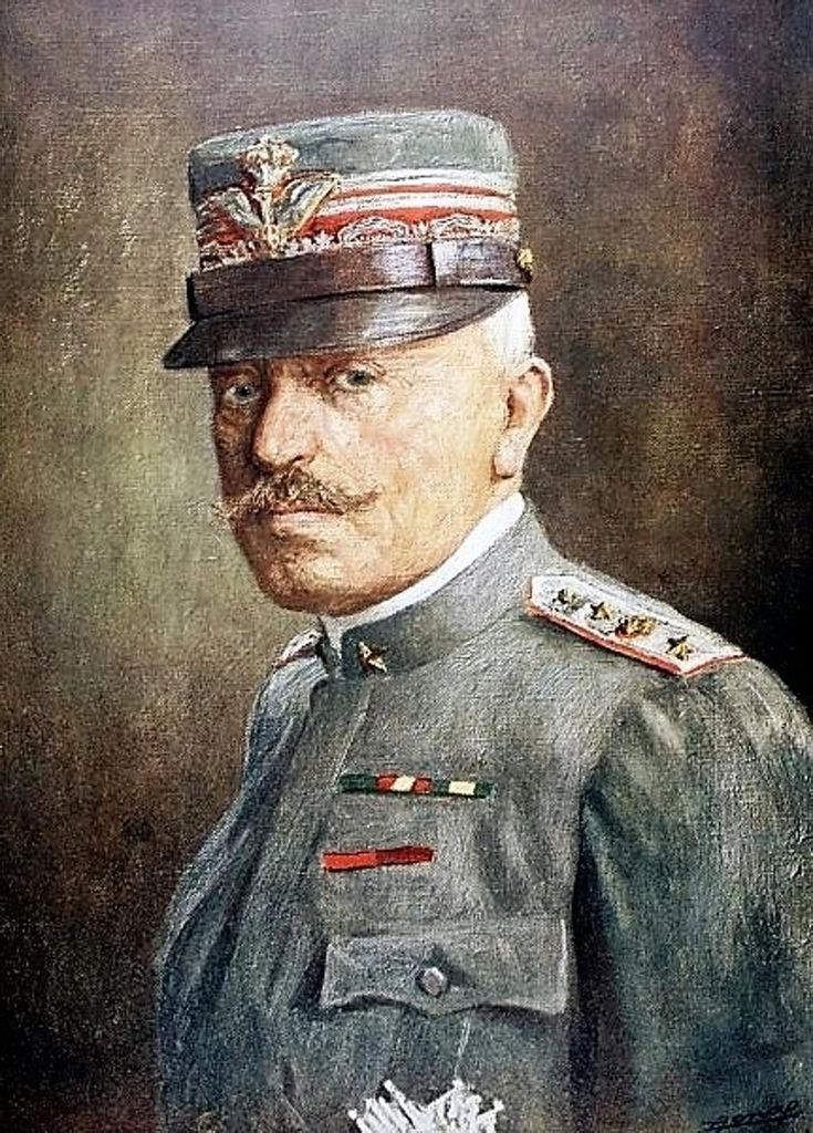  Luigi Cadorna (Ý). Cadorna là Tổng tư lệnh của quân đội Ý trong giai đoạn đầu của chiến tranh và đã lãnh đạo quân đội Ý trong 11 trận chiến Isonzo. Tuy nhiên, ông bị chỉ trích vì chiến lược cứng nhắc và tổn thất cao. Ảnh: Pinterest.