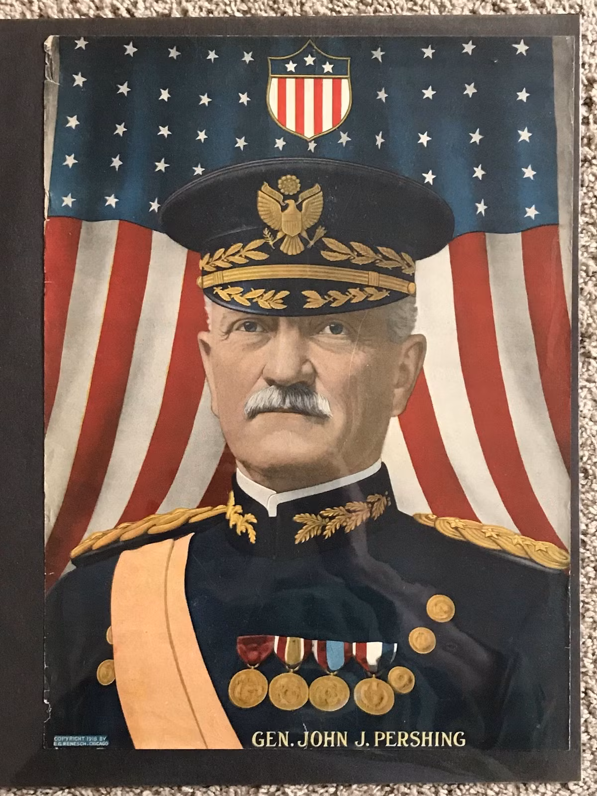  John J. Pershing (Mỹ). Là chỉ huy của Quân đoàn Viễn chinh Mỹ, Pershing dẫn dắt quân đội Mỹ trong các trận chiến lớn như Trận Meuse-Argonne, đóng vai trò quan trọng trong chiến thắng của phe Đồng Minh. Ảnh: Pinterest.