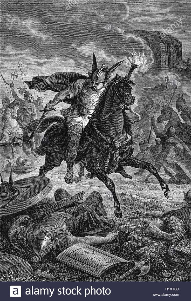  3. Biệt danh "Ngọn roi của Thượng Đế". Attila được gọi là Flagellum Dei (Ngọn roi của Thượng Đế) bởi người La Mã, vì ông được xem như công cụ của thần thánh để trừng phạt sự suy đồi của Đế quốc La Mã. Ảnh: Pinterest.