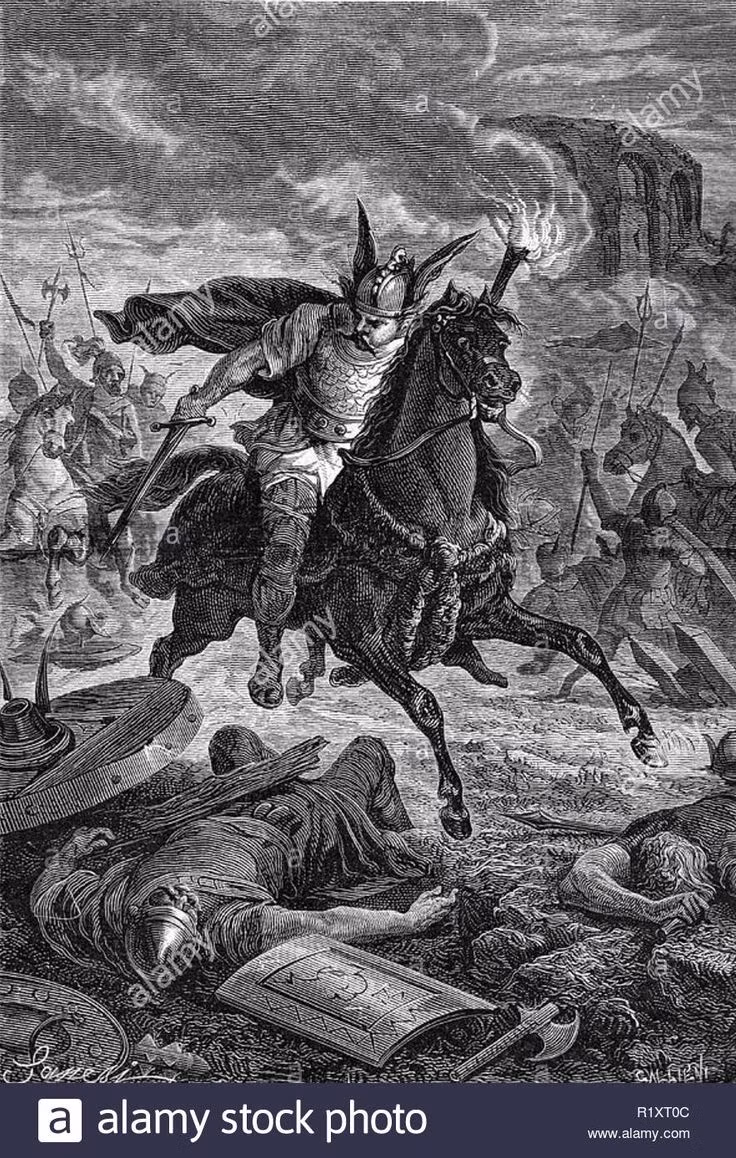  3. Biệt danh "Ngọn roi của Thượng Đế". Attila được gọi là Flagellum Dei (Ngọn roi của Thượng Đế) bởi người La Mã, vì ông được xem như công cụ của thần thánh để trừng phạt sự suy đồi của Đế quốc La Mã. Ảnh: Pinterest.