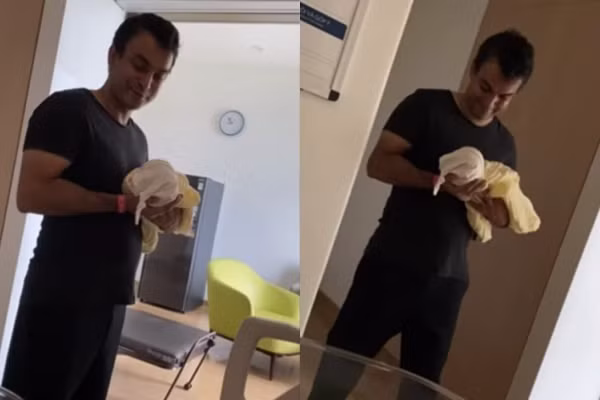 Ông xã người Ấn Độ luôn bên cạnh hai mẹ con trong phòng sinh. Ca sĩ chia sẻ, anh chăm sóc cô và con rất chu đáo.