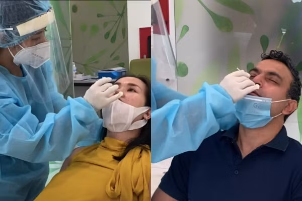 Dù hồi hộp, nữ ca sĩ và chồng vẫn phải đảm bảo khâu chống dịch COVID-19. Theo đó, hai vợ chồng cô phải trải qua bước test COVID -19 kỹ càng, đợi kết quả âm tính mới được nhận phòng sinh.