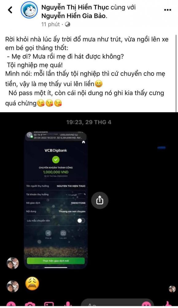 Hiền Thục khoe được con gái chuyển khoản nóng vì thương mẹ Hien Thuc khoe duoc con gai chuyen khoan nong vi thuong me