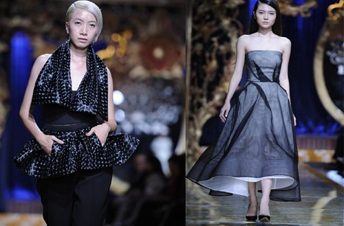 Các người mẫu sải bước một cách tự tin, chuyên nghiệp trên sàn catwalk.