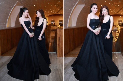 Hai người đẹp cùng trò chuyện vui vẻ.