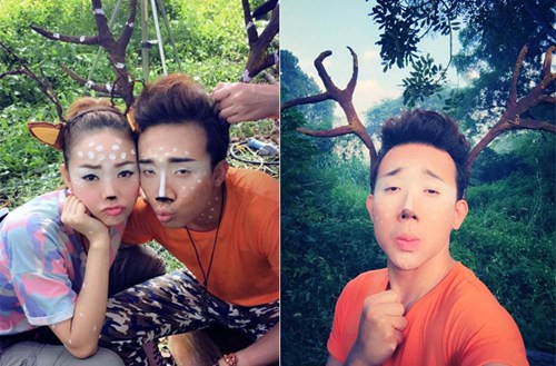 Cả hai cũng không ngại hóa thân thành những chú nai với đôi sừng và gương mặt được tô vẽ hài hước.