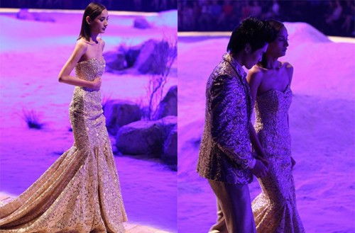 Không chỉ vậy, trong show thời trang "Sea of Memory" của Đỗ Mạnh Cường, chân dài này còn kiệt sức, ngất xỉu ngay sau khi kết thúc quãng đường catwalk.