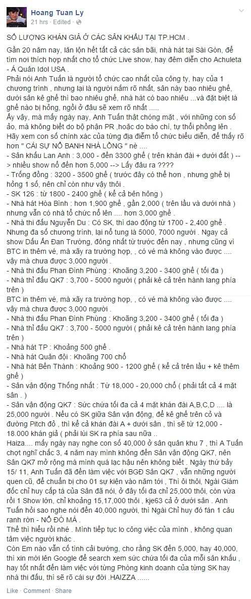 Chia sẻ của ông bầu Hoàng Tuấn.