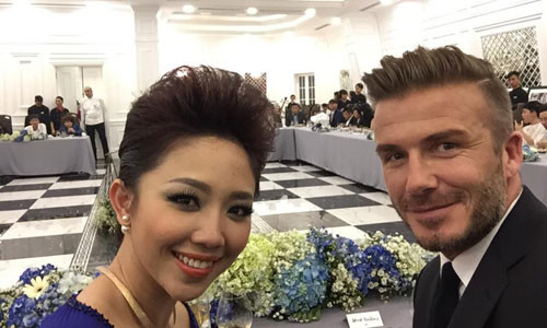Tóc Tiên và David Beckham.