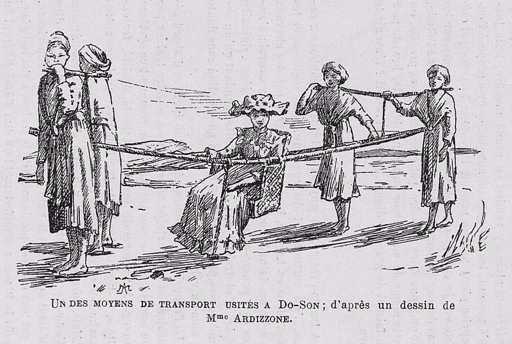 Ký họa của người Pháp về ghế kiệu ở Đồ Sơn.