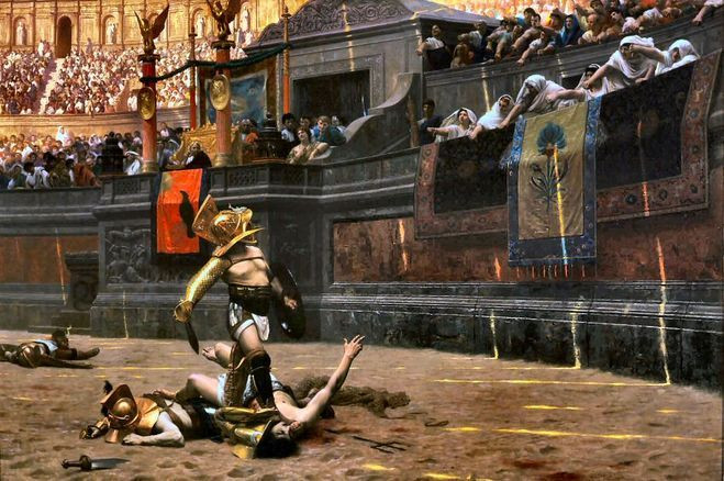 Commodus cũng thích biểu diễn như một đấu sĩ ở nơi công cộng. Ông giỏi đấu kiếm và thích giết thú vật trong đấu trường. Ông đã tổ chức 735 cuộc chiến bắt người dân phải tham gia, với cái giá phải trả là sinh mạng của người thua cuộc.