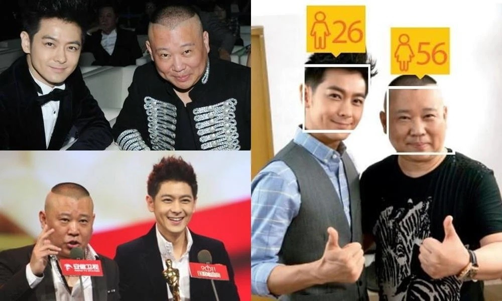 Theo Sohu, nếu để so sánh các nghệ sĩ với người dân bình thường sẽ có sự chênh lệch vì tính chất công việc, cách sống. Tuy nhiên, trong giới giải trí cũng có những trường hợp các ngôi sao cùng độ tuổi nhưng nhìn như cha con. Trong đó, nổi bật nhất là màn so sánh ngoại hình giữa Lâm Chí Dĩnh và danh hài Quách Đức Cương, tài tử Thiên long bát bộ chỉ kém đàn anh một tuổi. Lâm Chí Dĩnh sinh năm 1974, nổi tiếng là nam thần không tuổi của giới giải trí Hoa ngữ. Quách Đức Cương là ông chủ của nhóm hài Đức Vân Xã (nhóm hài kịch Tướng Thanh, một loại hài độc thoại của Trung Quốc). Khán giả bình luận, nhìn Lâm Chí Dĩnh như con trai lớn của Quách Đức Cương.