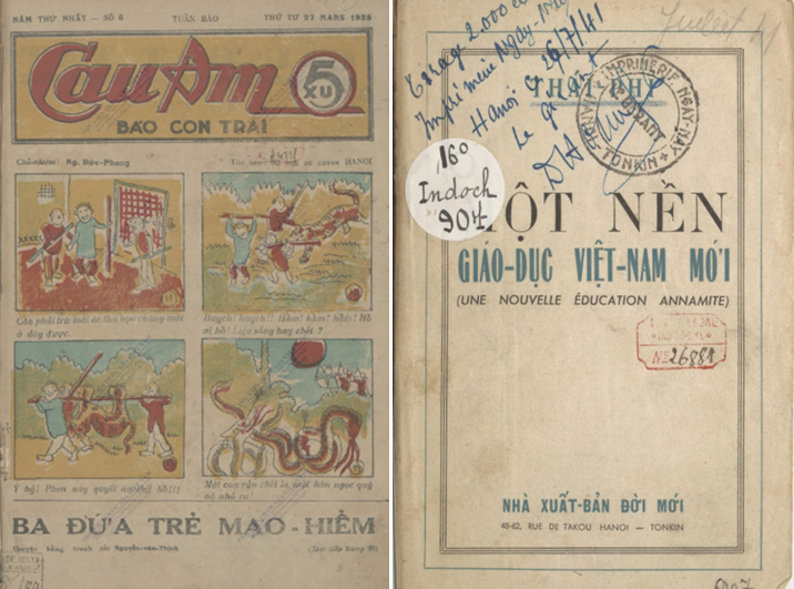 Tờ báo thiếu niên nhi đồng đầu tiên là báo Cậu Ấm Cô Chiêu, phát hành hàng tuần tại Hà Nội dành cho đối tượng nhỏ tuổi. Số đầu tiên của báo ra ngày 8/5/1935.