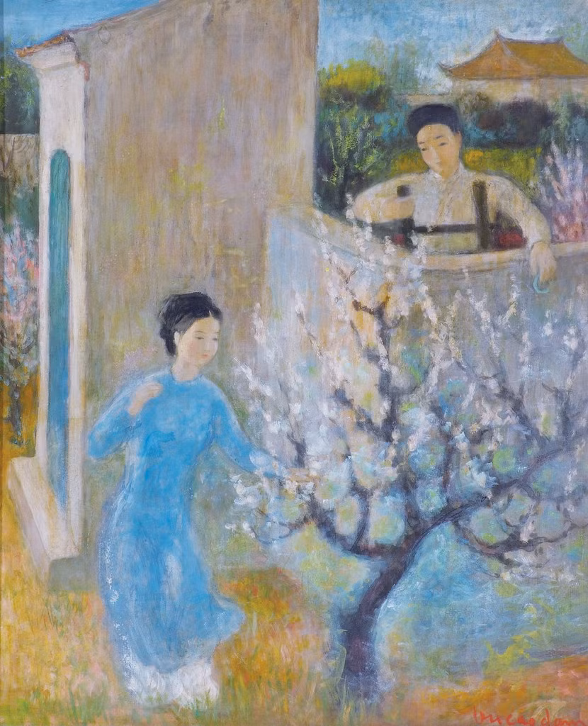 Chiếc vòng ngọc (L'Anneau de Jade), tranh lụa của danh họa Vũ Cao Đàm (1908-2000). Bức tranh được trả 225.000 HKD (khoảng 670 triệu đồng) trong phiên đấu giá ở Hồng Kông năm 2010.