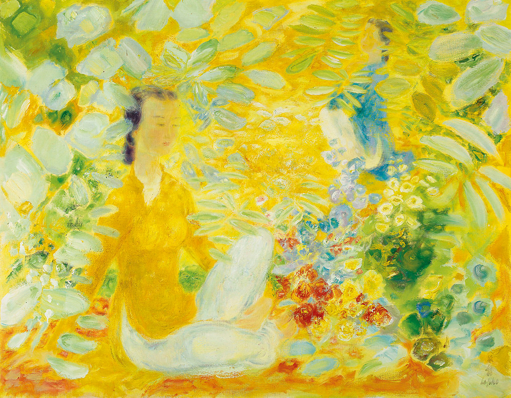 Hai quý cô trong vườn (Two Ladies in the Garden), tranh sơn dầu của danh họa Lê Phổ. Bức tranh được trả 687.500 HKD (trên 1,6 tỉ đồng) trong phiên đấu giá ở Hồng Kông năm 2013.