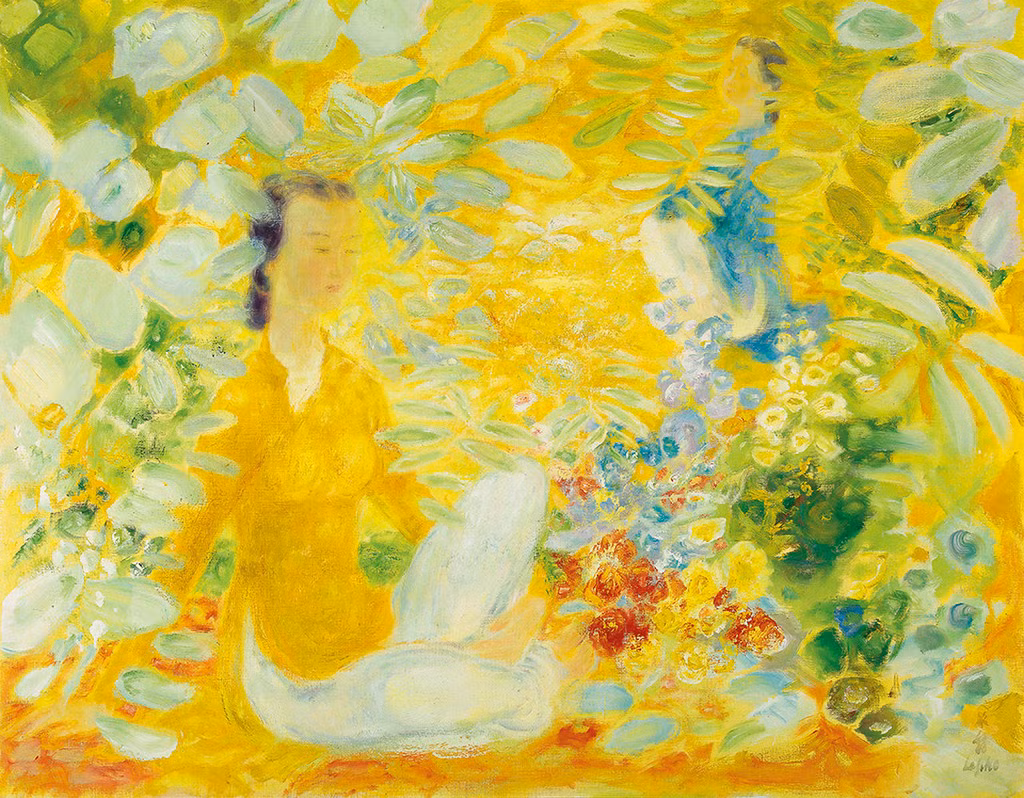 Hai quý cô trong vườn (Two Ladies in the Garden), tranh sơn dầu của danh họa Lê Phổ. Bức tranh được trả 687.500 HKD (trên 1,6 tỉ đồng) trong phiên đấu giá ở Hồng Kông năm 2013.