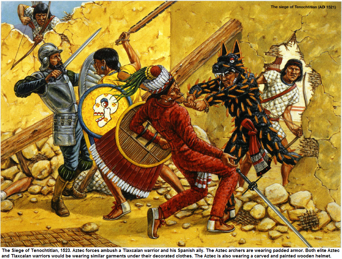 Dù rất hiệu quả trong cuộc chiến với các bộ tộc trong khu vực, áo giáp của chiến binh Aztec vẫn không đủ bền chắc để bảo vệ họ trước súng đạn của người châu Âu.