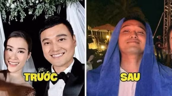 Chia sẻ loạt khoảnh khắc cực lầy lội của dàn nghệ sĩ như Trấn Thành, Minh Hằng, Diệu Nhi, Noo Phước Thịnh… trong hôn lễ 1 năm trước lên trang cá nhân, nữ ca sĩ thừa nhận cô đang ôm con cũng phải cười rung giường.