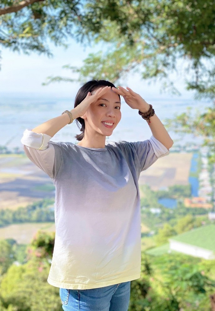 Thu Trang tranh thủ "chộp" được khoảnh khắc đẹp trong chuyến về thăm quê ở An Giang.