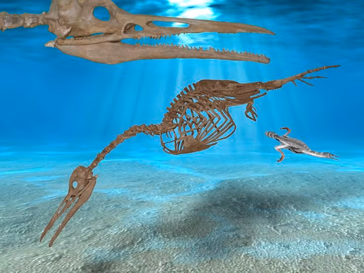  4. Chúng có cấu trúc xương thích nghi hoàn hảo với bơi lội. Xương chân sau của Hesperornis dài và dẹt, đặt về phía sau cơ thể, giúp nó lướt nhanh trong nước như những tay bơi lội điêu luyện. Ảnh: Pinterest.