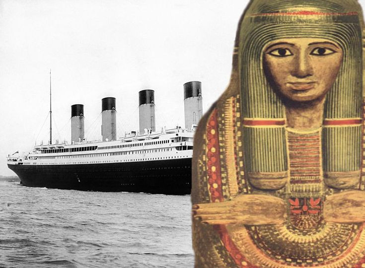  4. Lời nguyền của tàu Titanic. Thảm kịch chìm tàu Tatanic năm 1912 làm dấy lên tin đồn rằng con tàu khổng lồ này đã bị nguyền rủa từ trước khi khởi hành do mang theo một xác ướp Ai Cập. Một số dấu hiệu xui xẻo xuất hiện trong quá trình đóng tàu cũng được kể lại. Ảnh: Pinterest.