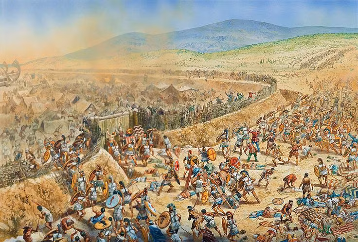 Platea được coi là trận đánh bộ lớn nhất của Chiến tranh Ba Tư. Khác với những trận chiến trên biển trước đó, trận Platea là cuộc đối đầu trực diện trên bộ, với sự tham gia của hàng chục vạn binh sĩ. Ảnh: Pinterest.