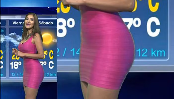 Nữ MC Diana Alvarado, Mexico cũng là một trong những cô gái dẫn bản tin thời tiết sở hữu thân hình bốc lửa. Thiết kế váy "bó giò" được cô tận dụng mặc trên sóng truyền hình, làm nổi bật đường cong S-line chuẩn mực.