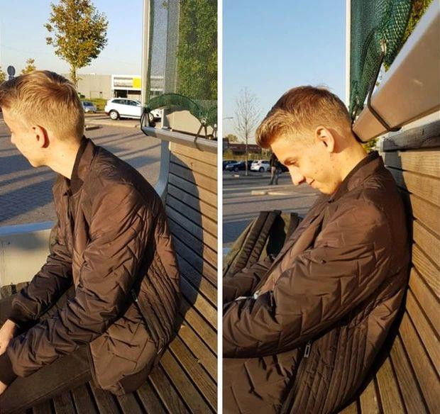 Ghế dựa ở trạm xe buýt, rồi dựa kiểu gì?