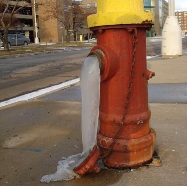 Chỉ sau 30 phút đồng hồ, vòi nước đã đông cứng ngay lập tức.