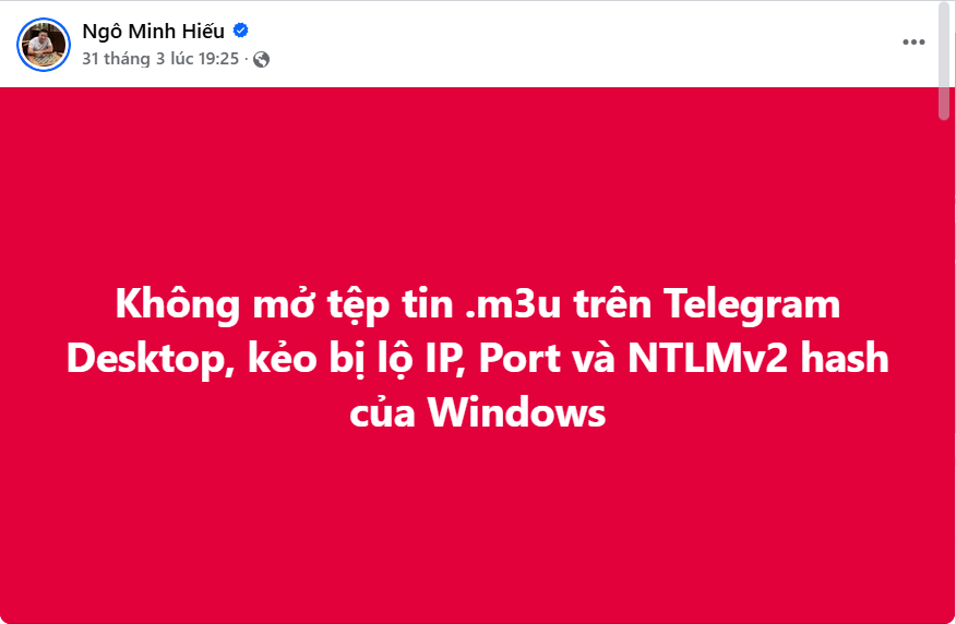 Hieu PC canh bao: Nhan vao tep tin nay tren Telegram, coi chung mat sach