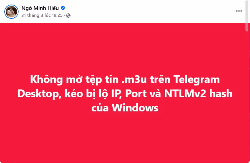 Hieu PC canh bao: Nhan vao tep tin nay tren Telegram, coi chung mat sach