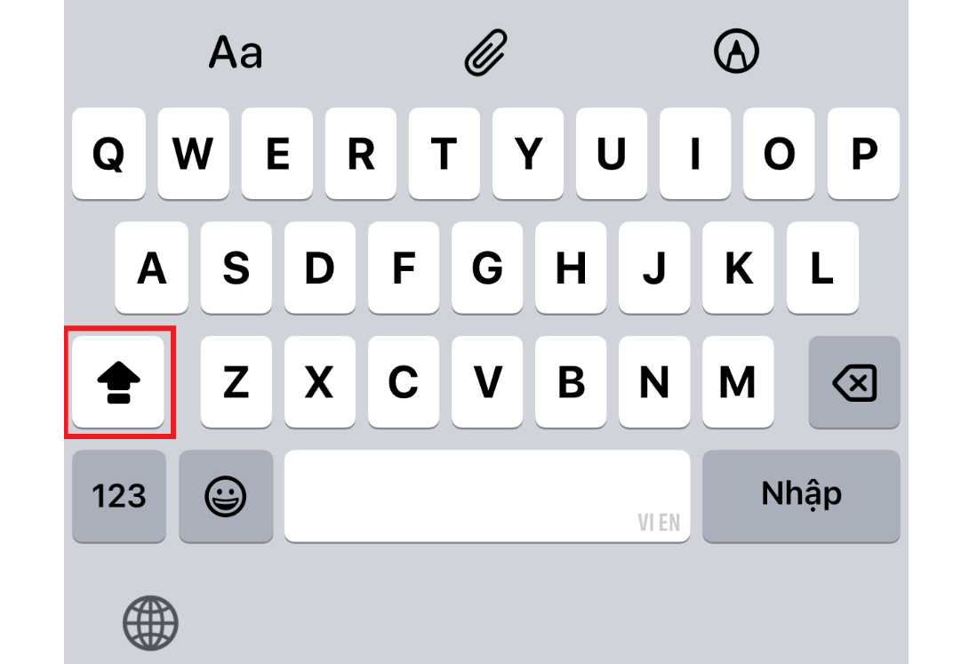 Nhấn Shift hai lần để bật viết hoa (Caps lock) Chạm đúp phím Shift để bật viết HOA toàn bộ, thay vì phải nhân bổ sung Shift mỗi lần.