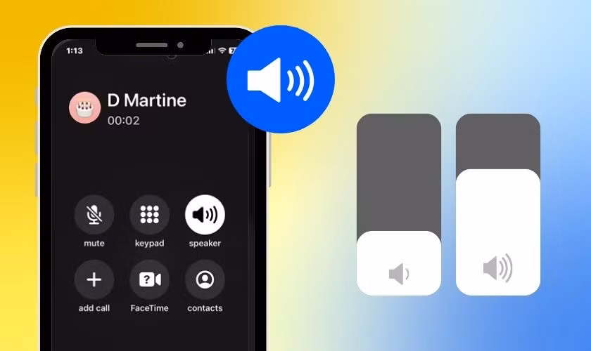 Kéo thanh âm lượng Khi chỉnh âm lượng, hãy bấm nút âm lượng một lần rồi chạm và kéo thanh âm lượng trên màn hình để điều chỉnh mượt mà hơn. Không cần phải ấn nhiều lần phím cứng, trừ khi bạn đang áp iPhone vào tai.