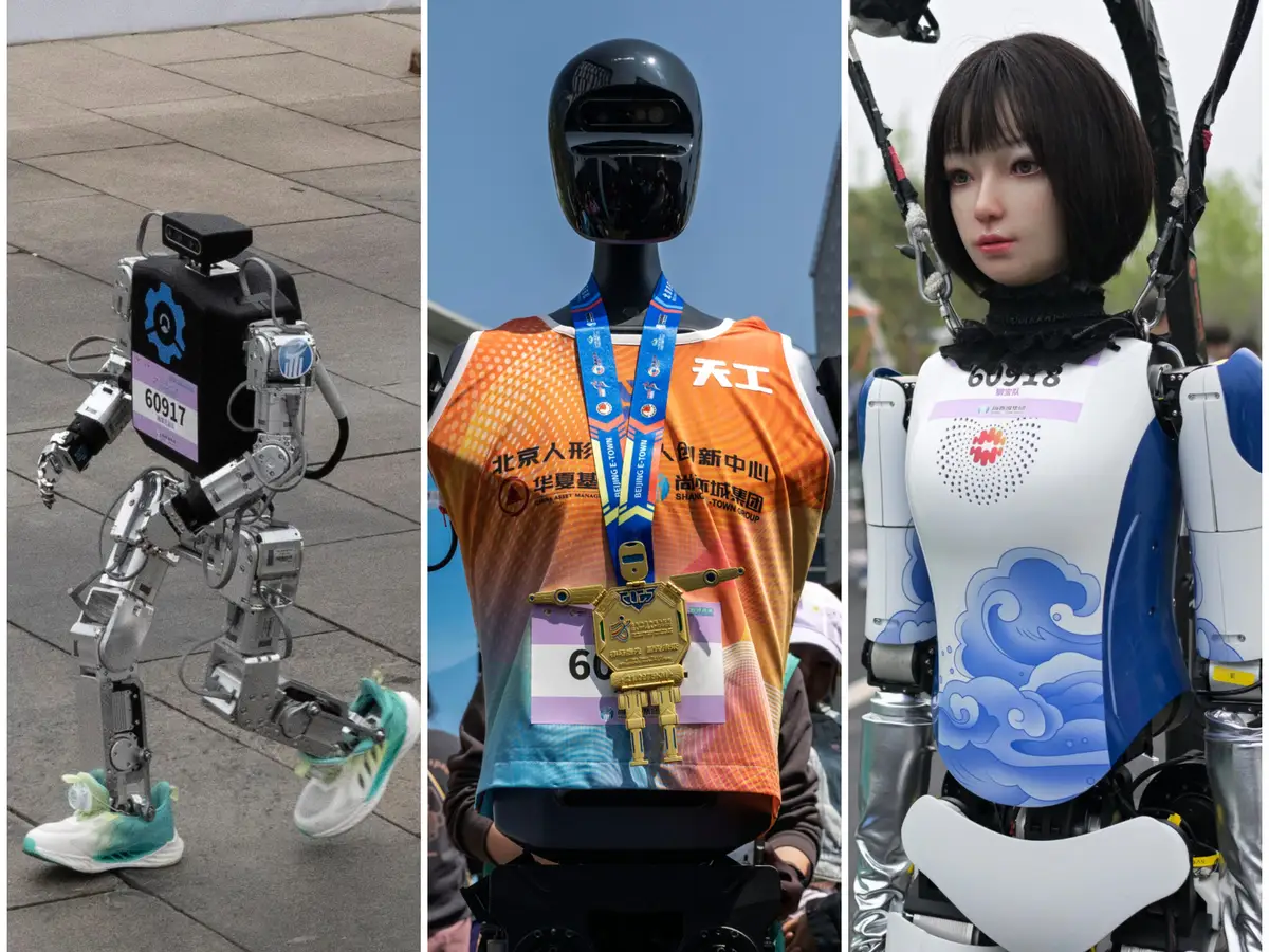 "Người sắt chạy trên nhựa đường" là hình ảnh xuất hiện trong cuộc đua marathon có sự tham gia của hàng nghìn vận động viên Trung Quốc cùng với 21 mô hình robot hình người. Cuộc đua dài 20km giữa người và robot hiếm thấy tại Bắc Kinh vào tuần trước được coi là màn trình diễn công nghệ tiên tiến của Trung Quốc - đất nước được coi là đang dẫn đầu thế giới về công nghệ robot hình người.