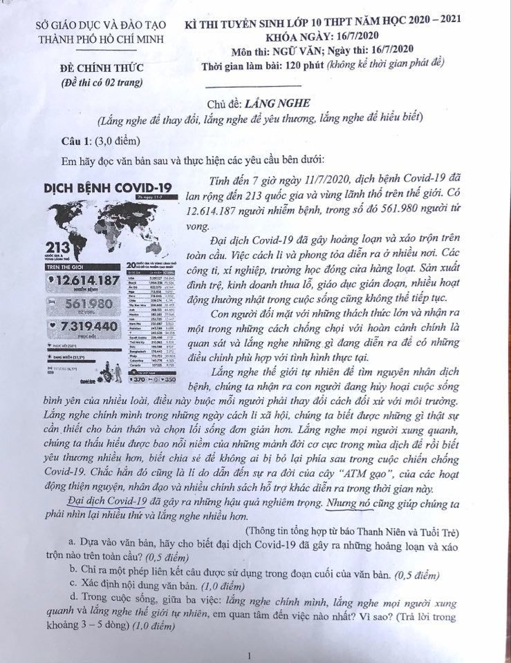 De lop 10 mon Ngu van o TP.HCM de cap den COVID-19