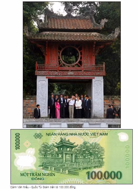Văn Miếu - Quốc Tử Giám trên tờ tiền 100.000 đồng