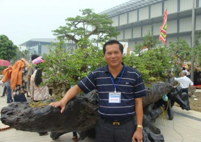 Những ai từng đến tham quan triển lãm cây cảnh ở Trung tâm Hội nghị quốc gia trong dịp kỷ niệm 1.000 năm Thăng Long - Hà Nội hẳn sẽ không thể quên được bộ tác phẩm gồm 6 cây cảnh có một không hai được trồng trên những con thuyền gỗ lũa khổng lồ. Chủ nhân của bộ siêu phẩm này là ông Phạm Đức Thịnh, một đại gia cây cảnh ở Hải Phòng.