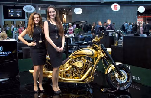 Điểm đặc biệt cũng như giá trị của Golden Motorcycle nằm ở những chi tiết được phủ bằng vàng lá 24 karat. Kế đến là 268 viên kim cương chất lượng cao được điểm xiết lên khắp các chi tiết chính và thân xe tạo nên sự độc đáo riêng, trong khi bộ yên xe sử dụng chất liệu da cá sấu hiệu Gucci.