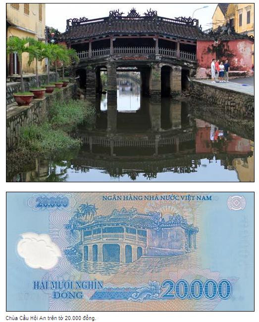 Chùa Cầu Hội An in trên tờ tiền 20.000 đồng