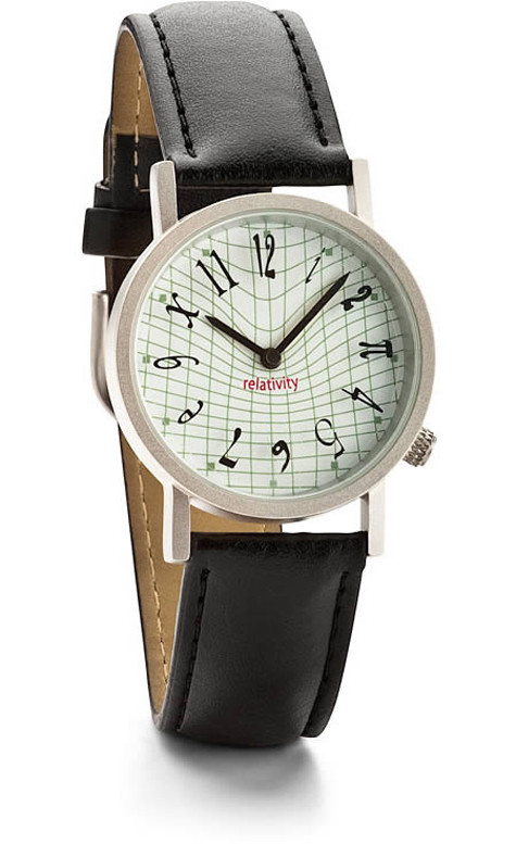 Chiếc đồng hồ Tương đối (Relativity) này thực ra vận hành theo cơ chế những con số di chuyển thay vì kim chỉ giờ di chuyển. Hẳn bạn sẽ thấy chóng mặt nếu nhìn chằm chằm một hồi lâu xem giờ.