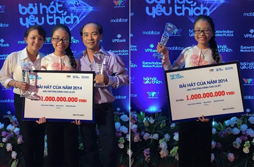 Chưa hết, tiết mục này còn mang lại cho Phương Mỹ Chi chiến thắng ngoạn mục. Vượt qua hàng loạt gương mặt ca sĩ đình đám, Phương Mỹ Chi giành giải Bài hát yêu thích năm 2014 trị giá 1 tỷ đồng.