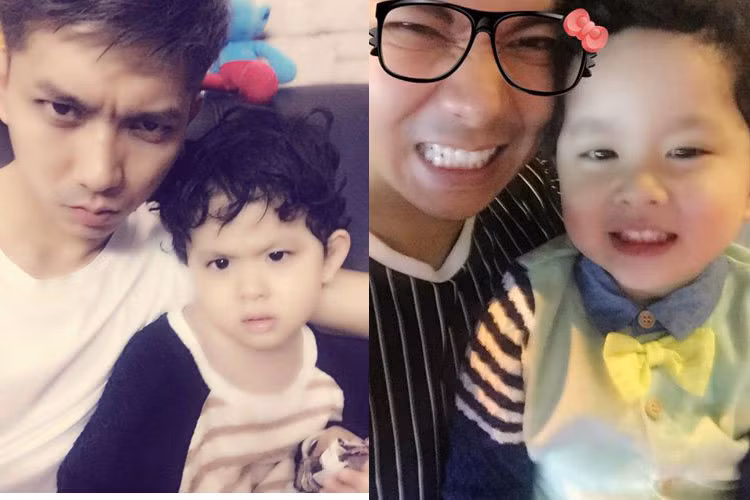 Cậu nhóc bắt chước bố thể hiện những vẻ mặt hài hước. Từ khi có con trai, nam ca sĩ dành nhiều thời gian cho con. Với anh, Sushi có vị trí quan trọng trong trái tim anh.