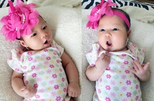 Cô con gái út của Lý Hải - Minh Hà kháu khỉnh và vô cùng đáng yêu.