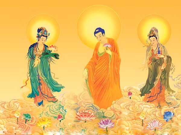 Phật A Di Đà và hai vị bồ tát.