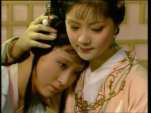 Còn Tiết Bảo Thoa là một tiểu thư vô cùng xinh đẹp, hoa nhường nguyệt thẹn, được miêu tả ngoại hình như sau: "Môi không tô mà đỏ, mày không kẻ vẫn xanh, mặt như mâm bạc, mắt sáng long lanh. Điềm đạm ít lời, có người cho là giả dại; tùy thời đối xử, tự mình chỉ biết phận mình". Ảnh chụp từ phim