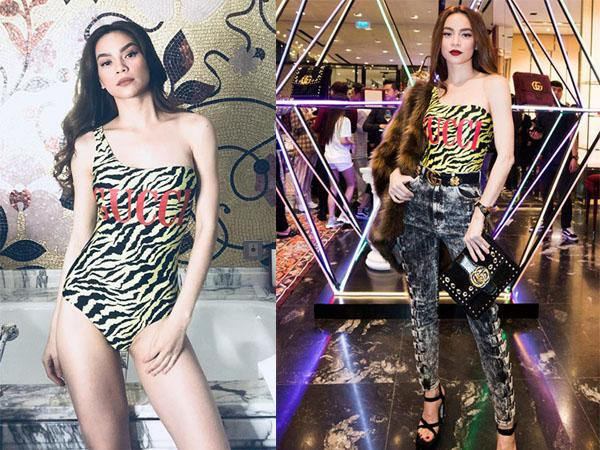 iệc dùng lại đồ giúp mẹ 3 con giúp tránh lãng phí "tài nguyên" váy áo phụ kiện, vừa tiết kiệm chi phí cho những món đồ mới chưa cần thiết. Trước đó, Hà Hồ cũng từng dùng bộ bikini 1 mảnh của Gucci để đi bơi. Sau đó lại sử dụng nó để kết hợp cùng quần jeans, đóng thùng đi sự kiện.