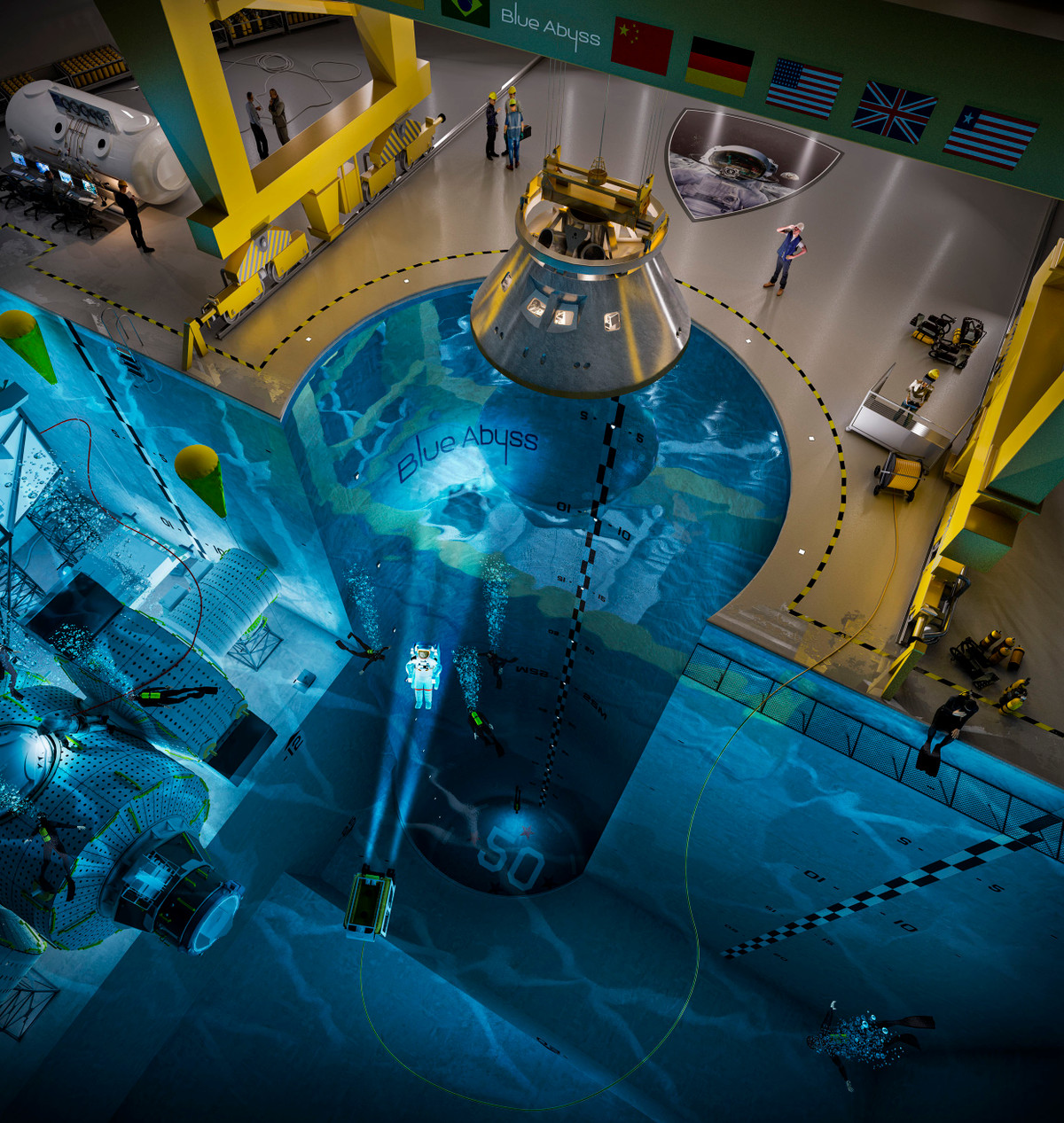 Theo Daily Mail, hồ bơi sâu nhất thế giới sẽ được xây dựng ở Cornwall (Anh) với tổng kinh phí đầu tư hơn 200 triệu USD. Tên gọi của nó là Blue Abyss (tạm dịch: Vực thẳm xanh). Độ sâu của hồ bơi vào khoảng 50 m.