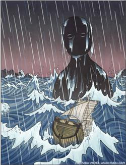 Nhật Bản lưu truyền nhiều truyền thuyết về Umibozu, điển hình là câu chuyện: Umibozu là một Yokai hay linh hồn của linh mục hay nhà sư Phật giáo bị chết đuối sở hữu cơ thể to lớn, thân hình tròn, đầu cạo trọc. Chính vì vậy, quái vật này được miêu tả thân hình màu xám giống như những đám mây.