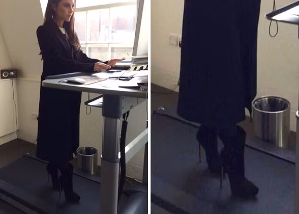 Thậm chí một số ngôi sao nổi tiếng cũng thực hiện giữ dáng với xu hướng này, mới đây Victoria Beckham đã đăng lên mạng xã hội tweet một bức ảnh cô chạy bộ trên máy với đôi giày cao gót 12 cm.